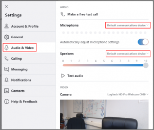 Skype 8 Audio Settings